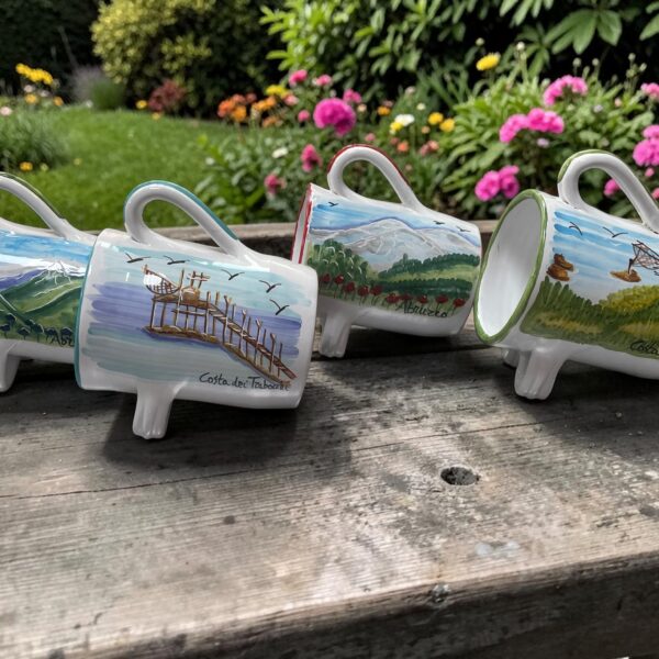 Brocca porta arrosticini in ceramica artigianale decorata